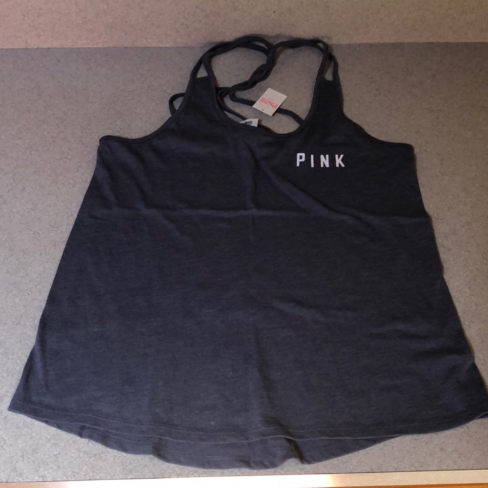 PINK Victoria's Secret Black Racerback Tank Top